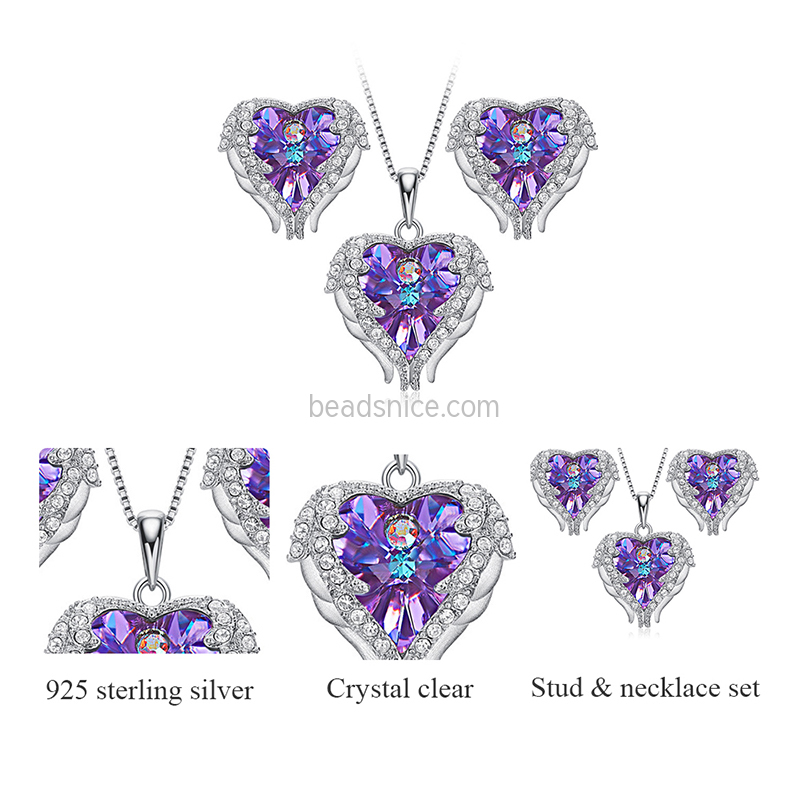 925 sterling silver angel necklace jewelry set