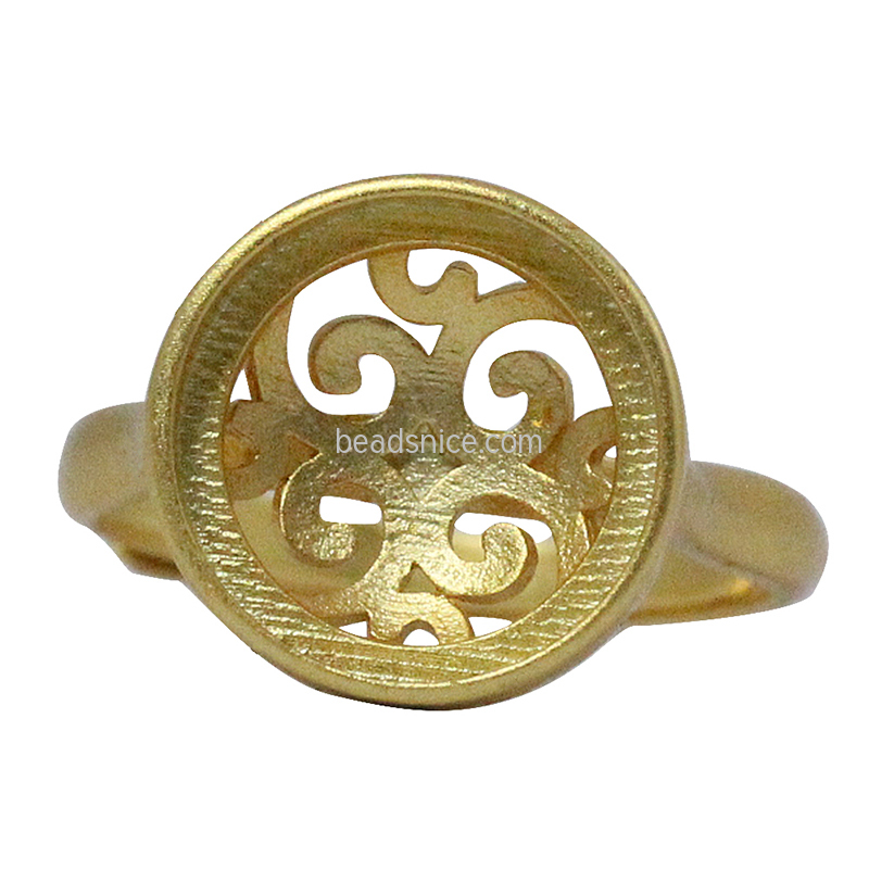 Sterling silver frosted gold adjustable  ring setting
