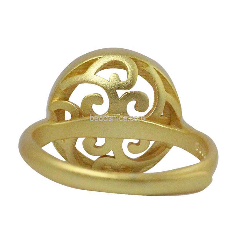 Sterling silver frosted gold adjustable  ring setting