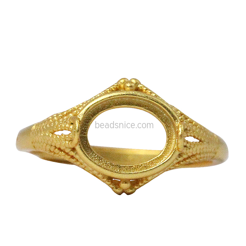 Sterling silver frosted gold adjustable ring setting