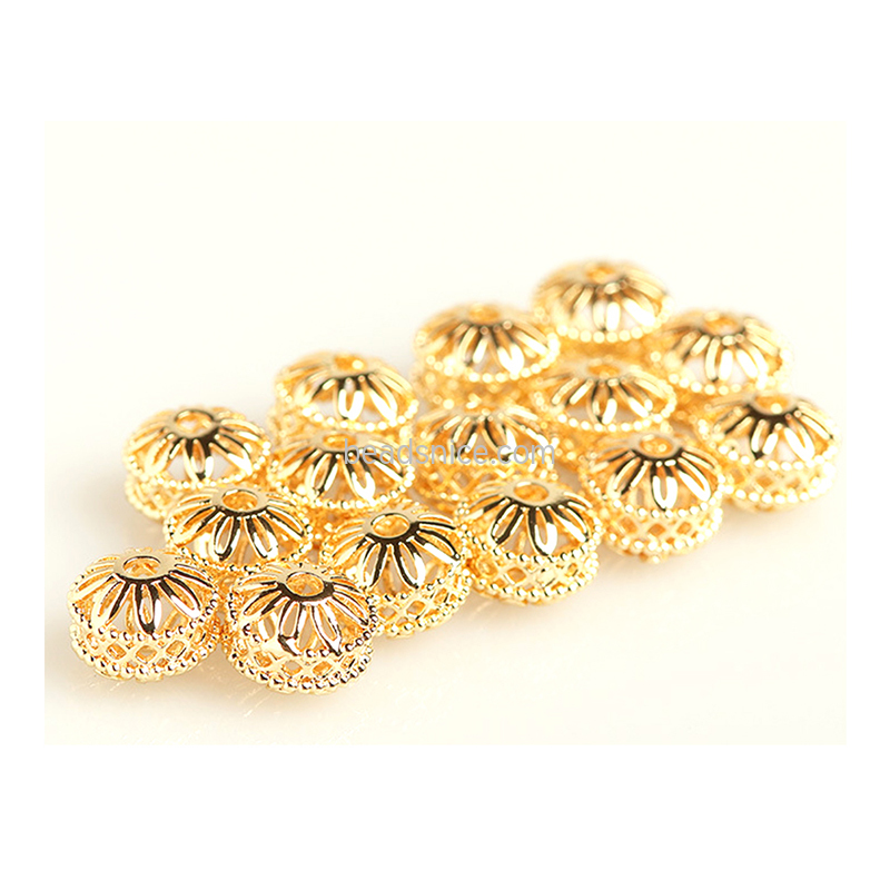 14k gold plated hollow flower ball lantern transfer bead accessories