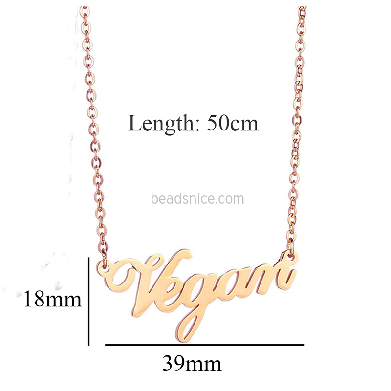 European and American Stainless Steel Alphabet Vegan Clavicle Necklace