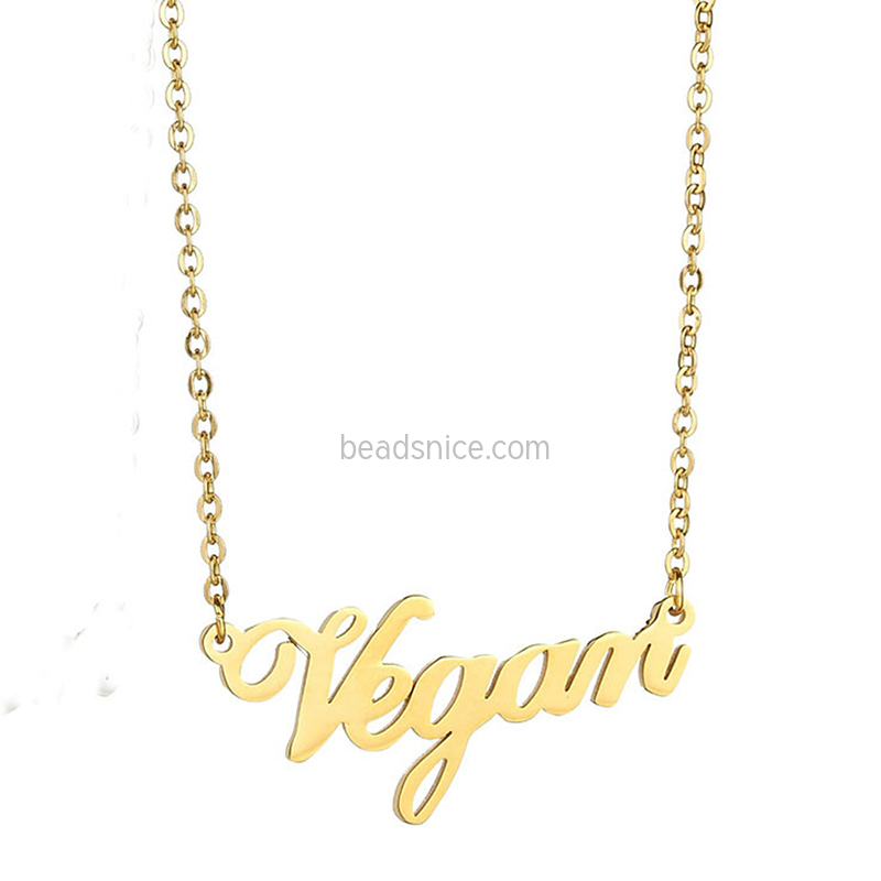 European and American Stainless Steel Alphabet Vegan Clavicle Necklace