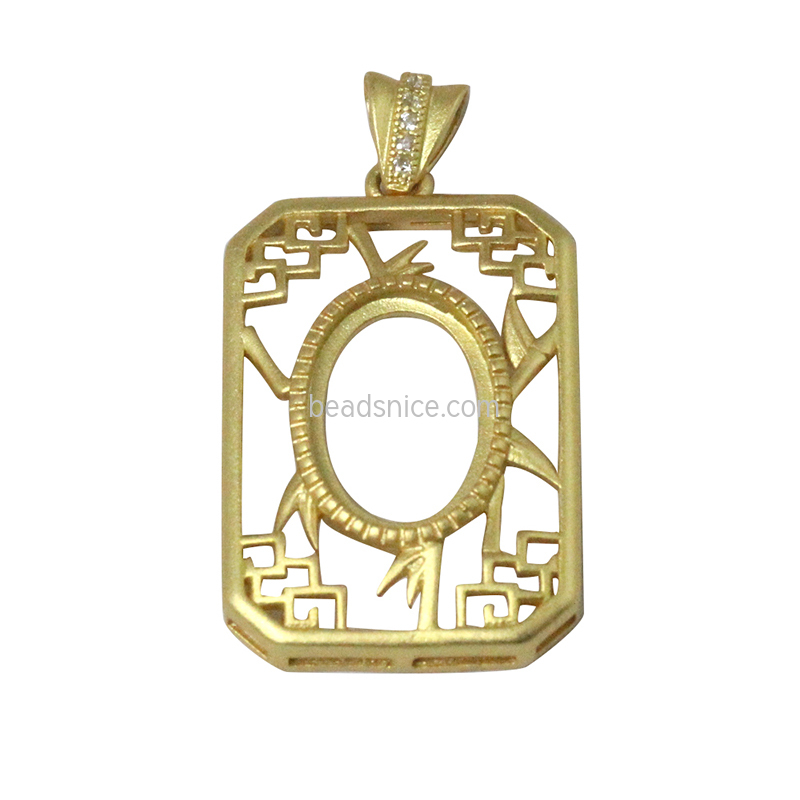 Sterling silver frosted gold big pendant setting