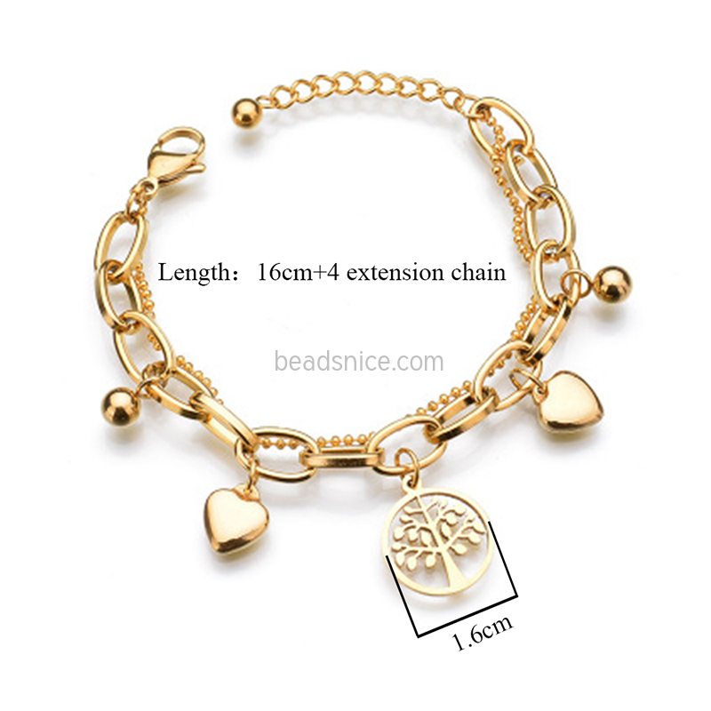 European and American titanium steel life tree multi-layer ladies bracelet