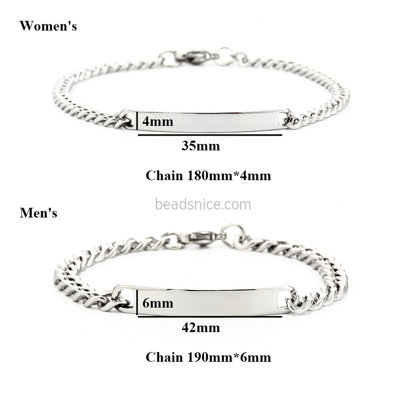 Couple titanium steel smooth bracelet