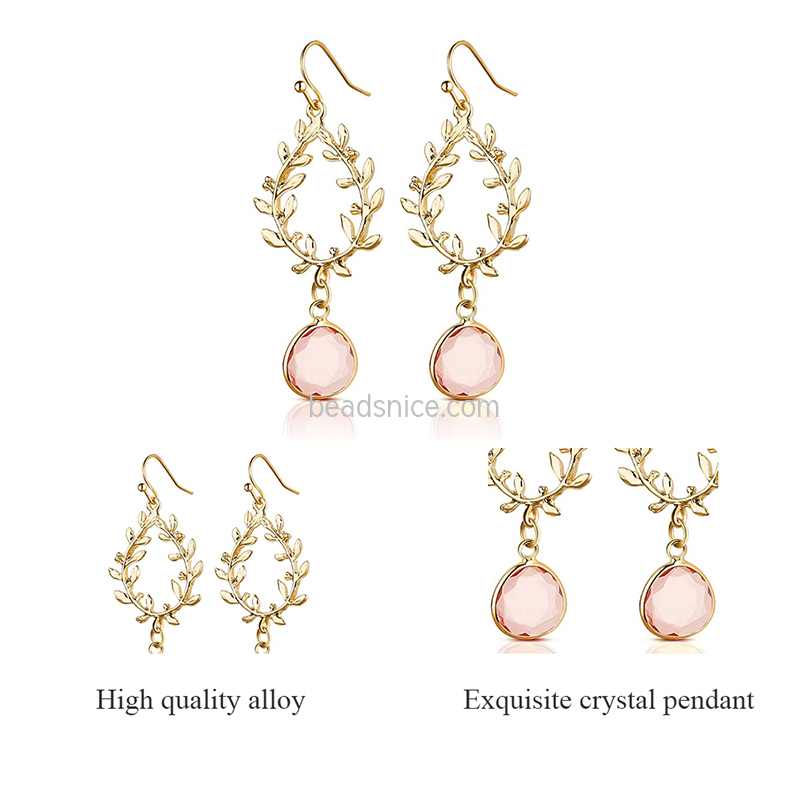 Hollow crystal drop shape women's alloy earrings