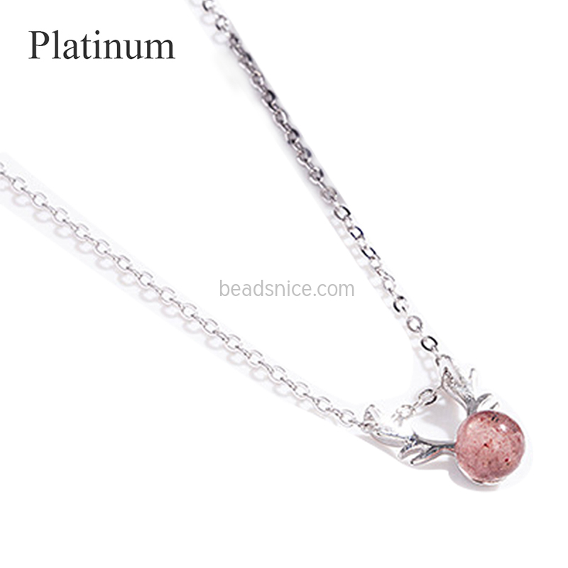 S925 sterling silver antler strawberry crystal women's necklace
