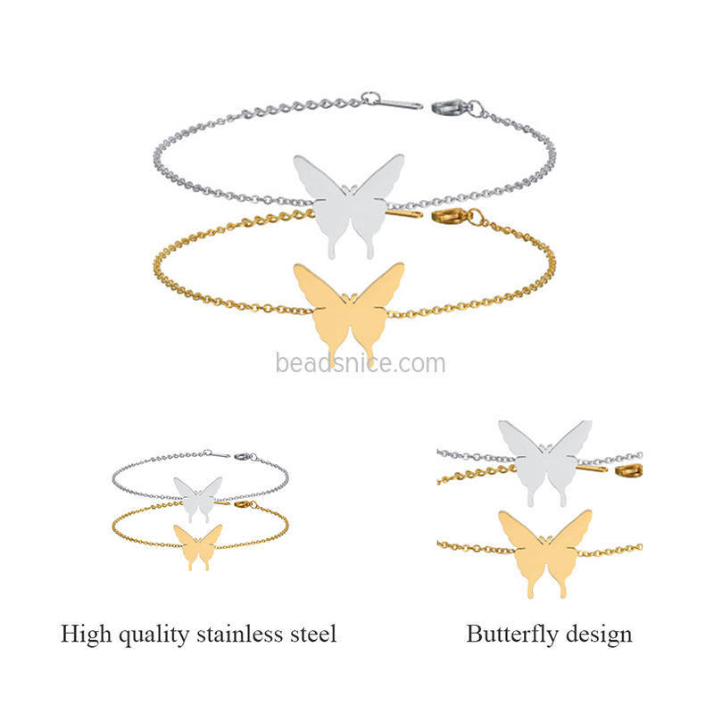 Simple butterfly stainless steel ladies bracelet