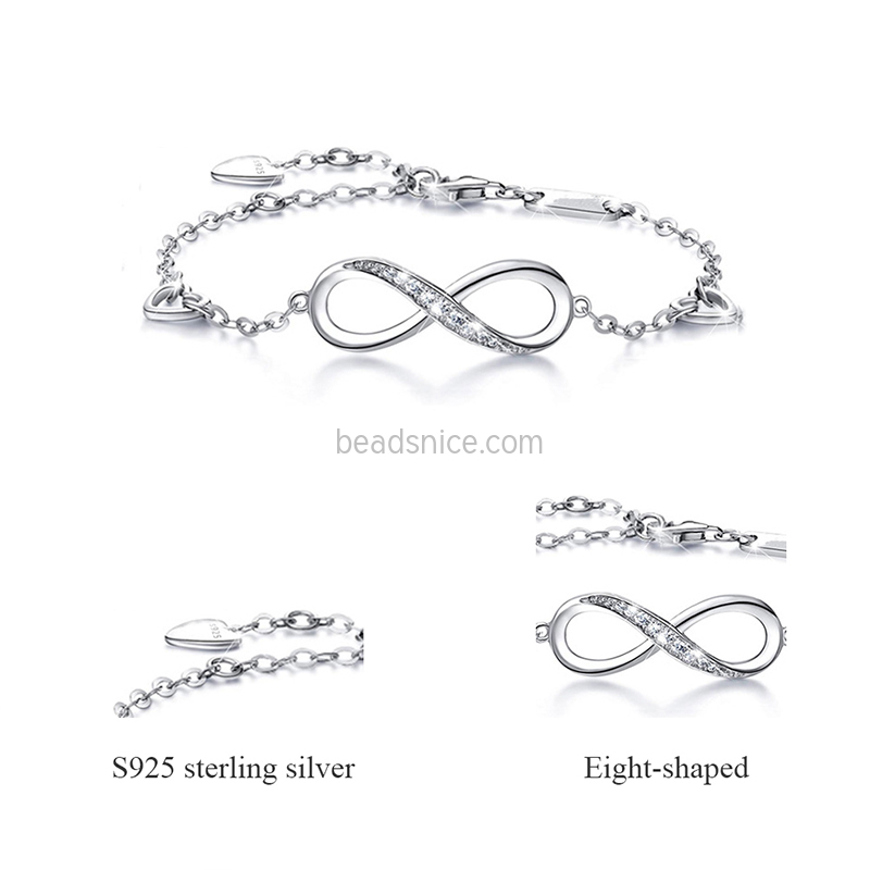 Fashion S925 Sterling Silver Eight-shaped bracelet