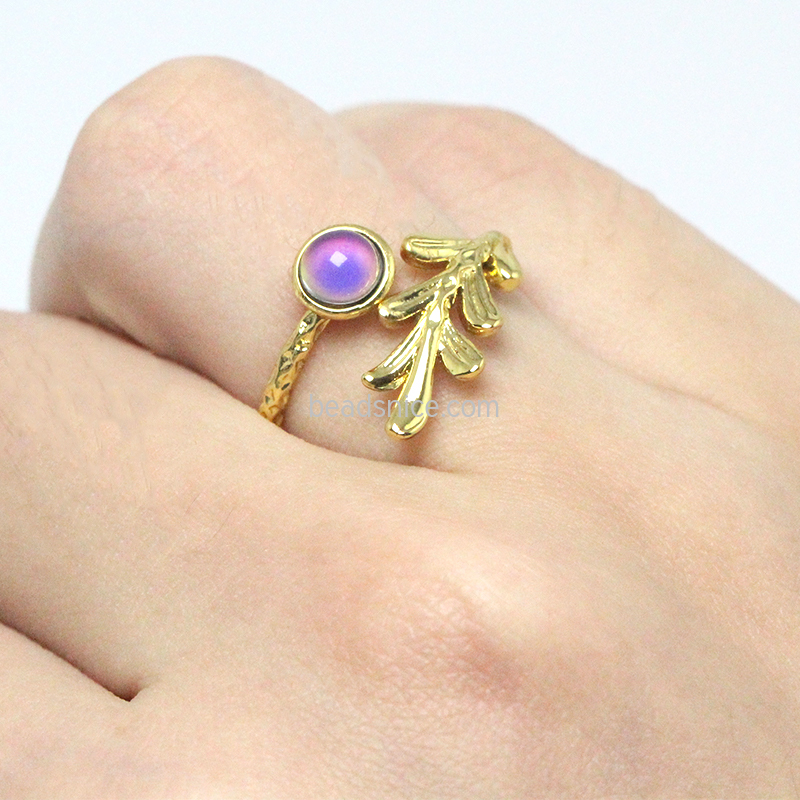 Brass Jewelry Ring Base Leaf DIY Settings for Women