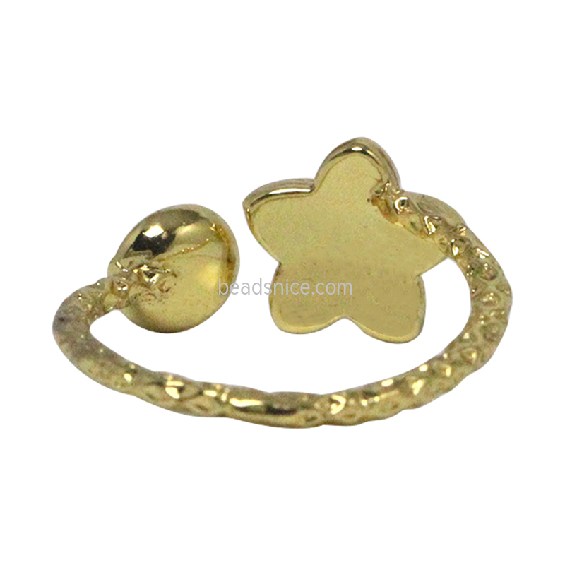 Brass Jewelry Ring Base Fiower DIY Settings Ring for Women