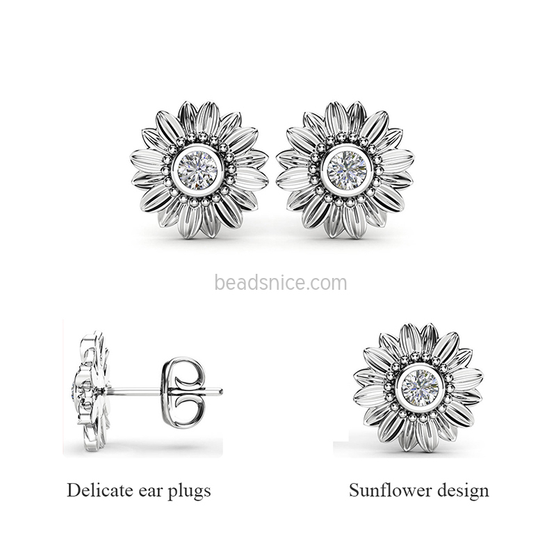 Fashion OL ladies sunflower copper earrings
