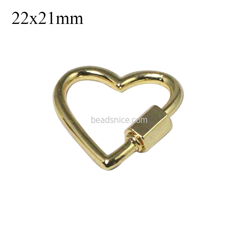 Golden Copper Screw Heart Linker/ Pendant