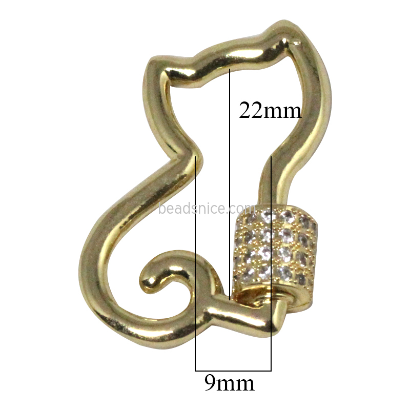 Brass Carabiner Lock Charm Brass Micro Pave Cubic Zirconia Screw Locking Carabiner