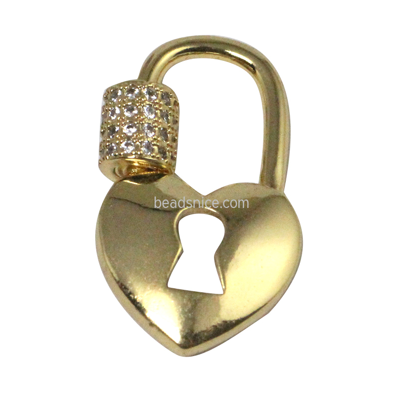 Copper Screw Heart Shape Lock Linker/Pendant