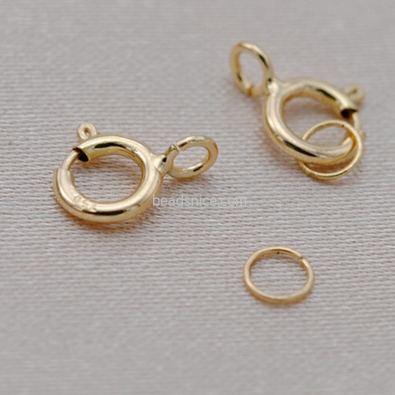 18K Gold spring ring clasp, 6mm,inside diameter 4.5mm,hole:about 3mm, nickel free,lead safe,