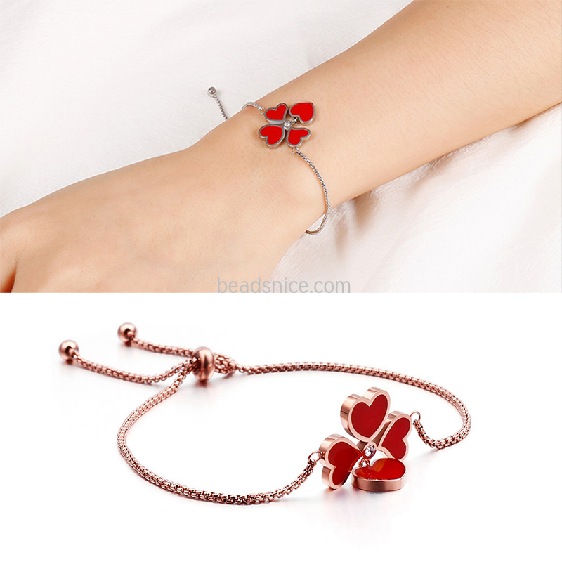 Korean fashion titanium steel red heart-shaped ladies bracelet