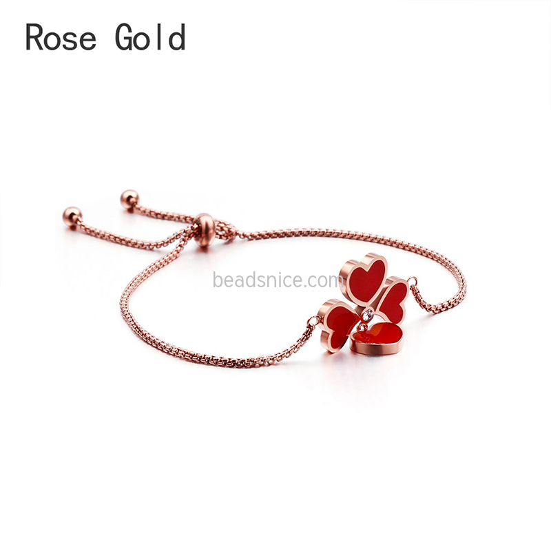Korean fashion titanium steel red heart-shaped ladies bracelet