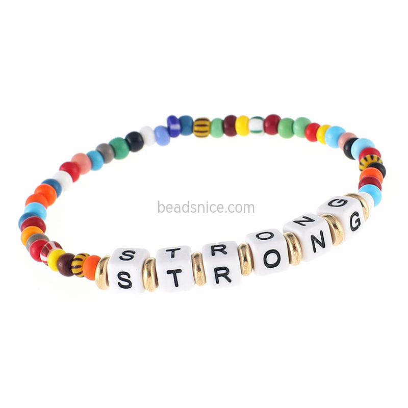 Alphabet color beaded women's bracelet