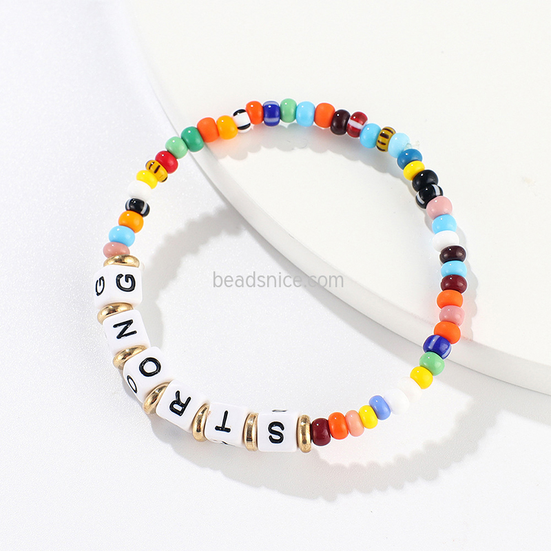 Alphabet color beaded women's bracelet