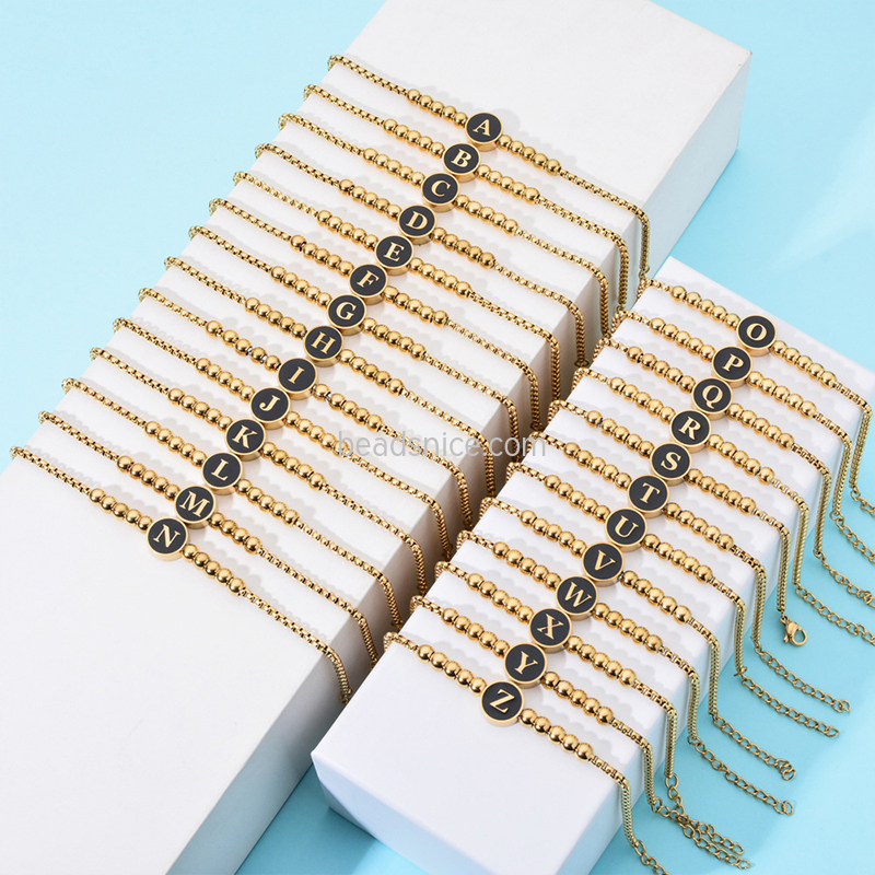 Titanium steel beaded bracelet  26 letters DIY fashion customization