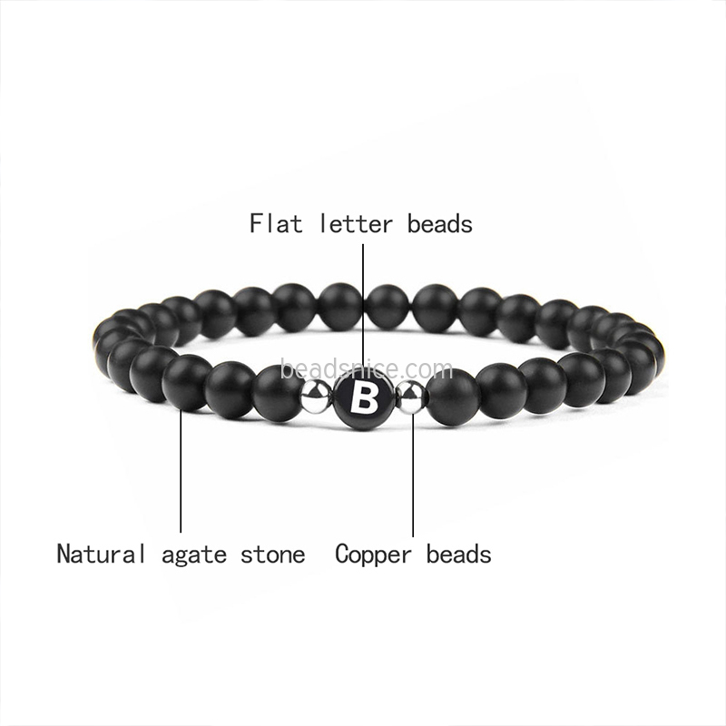 European and American popular natural frosted agate beaded letter bracelet