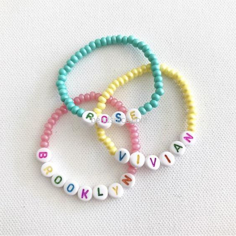 flat round acrylic letter beads accessories