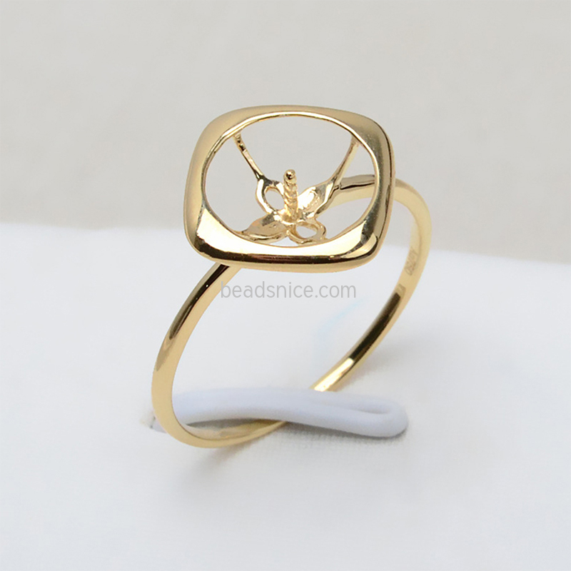 18K Gold Square Support Ring Ring DIY Accessories