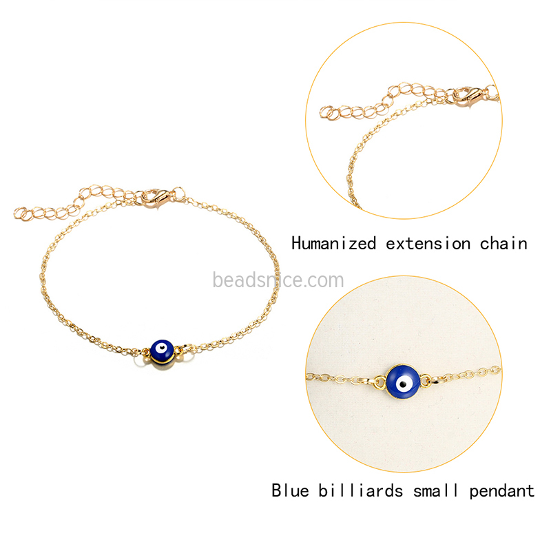 European and American simple geometric blue ball anklet