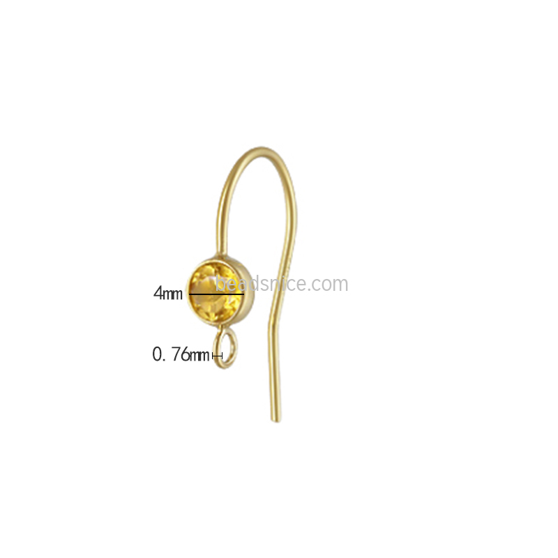 4.0mm Ear Wire w/Ring with SEMI-PRECIOUS STONES