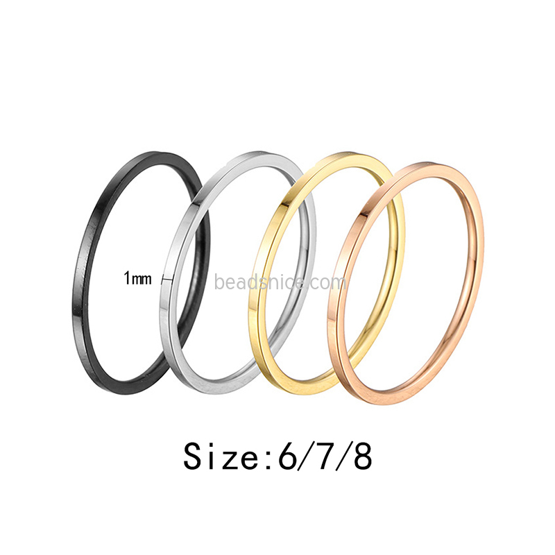 European and American simple superfine smooth titanium steel ring
