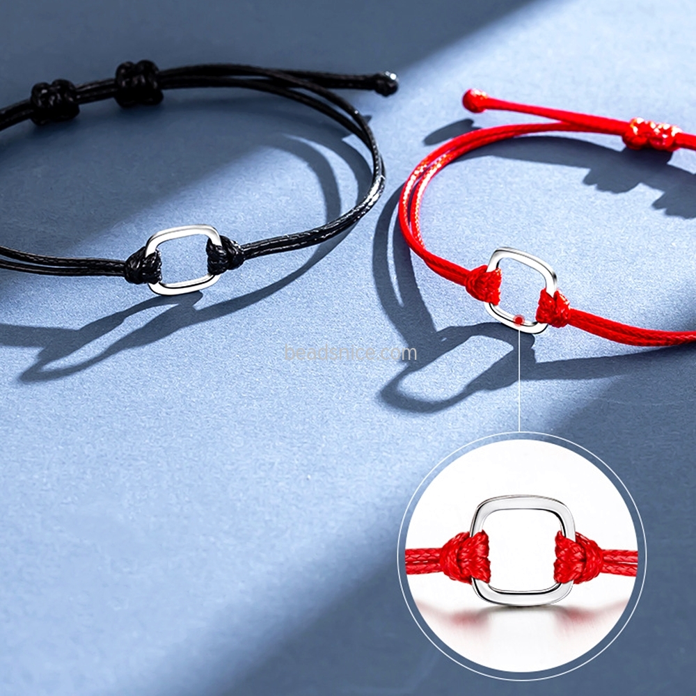 Small hole woven hand rope red black leather rope wax rope men and women couple bracelet pair adjustable size non-elastic hangin