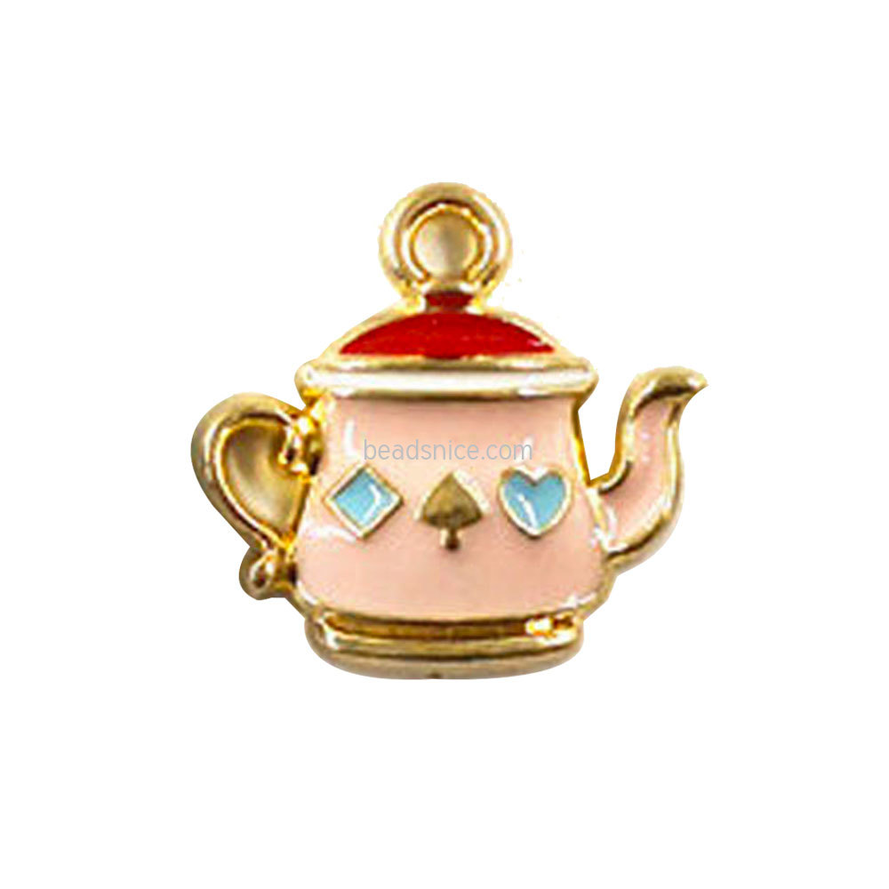 18K gold alloy bracelet pendant small pendant cartoon 3D teapot teacup