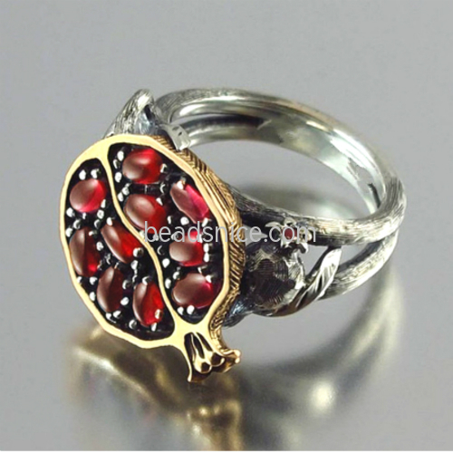 Metal Vintage Fruit Red Pomegranate Ring Red Garnet Ring Tree Vine Fruit Jewelry Gifts for Women