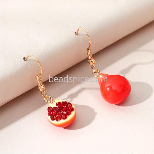 INS Acrylic Earrings Korean Earring Asymmetrical Earrings Clear Acrylic Red Pomegranate Earrings