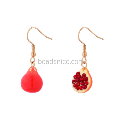 INS Acrylic Earrings Korean Earring Asymmetrical Earrings Clear Acrylic Red Pomegranate Earrings