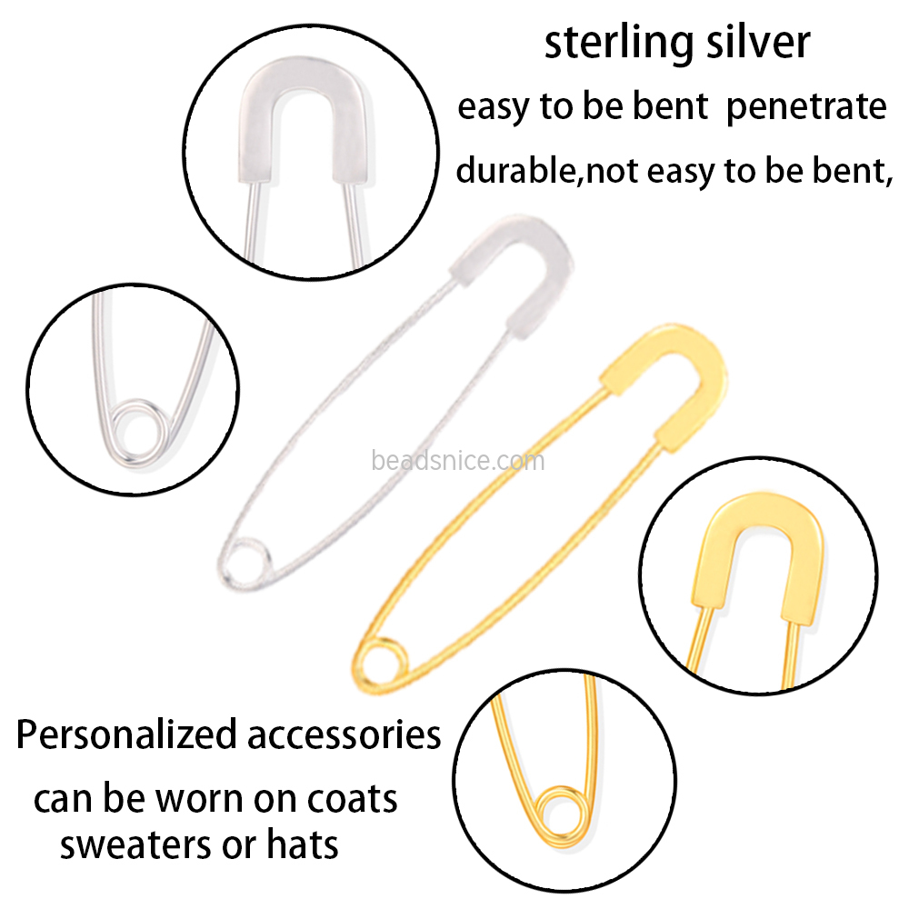 925 Sterling Silver Designer Pins Brooches Paper Clip Brooch