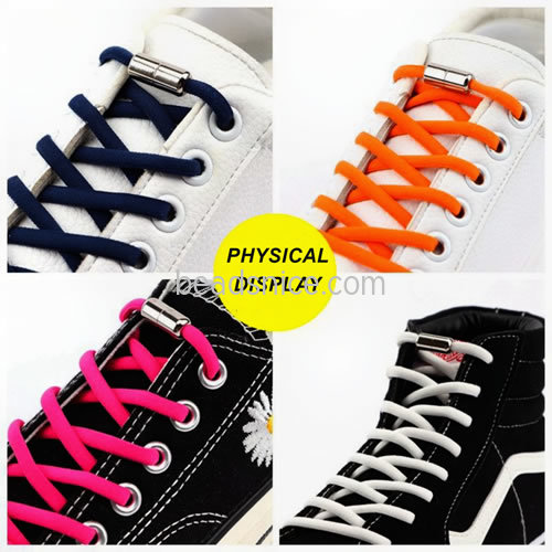 Unisex Lace Elastic Shoelaces Lock, Round , used in No Tie Running Sneakers Shoe Laces
