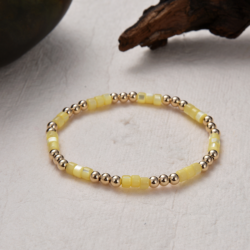 Heishi with gold beads bracelet