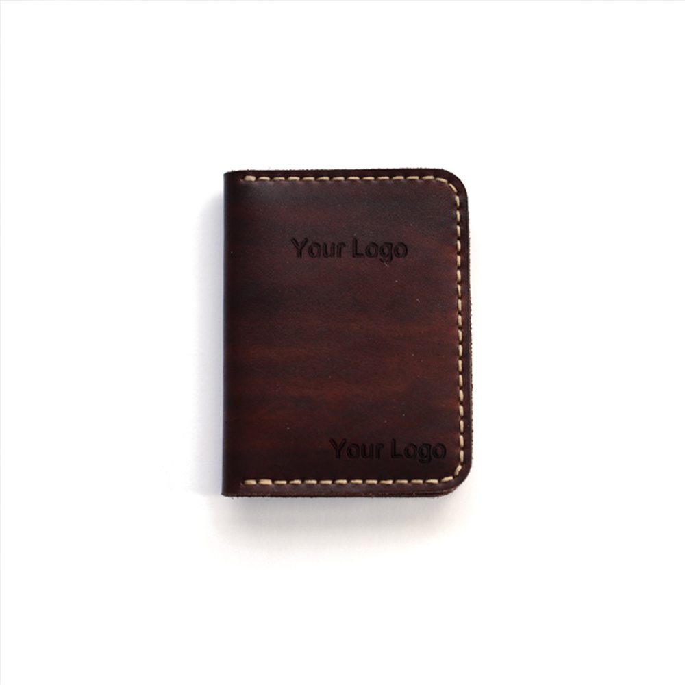 Real leather vintage style short wallet