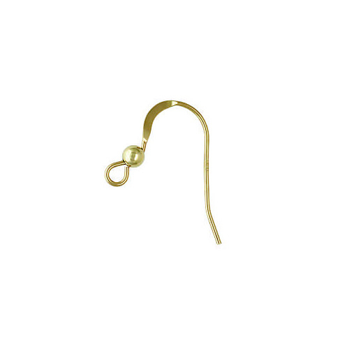 14K gold ear wire flat w/ bead hook wire w/ loop