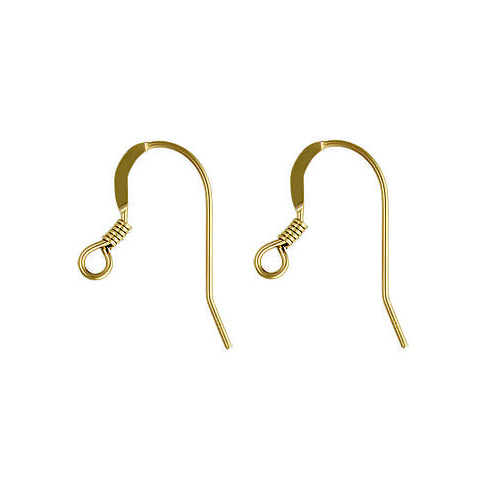 14K gold ear wire flat w/ coil hook wire w/ loop