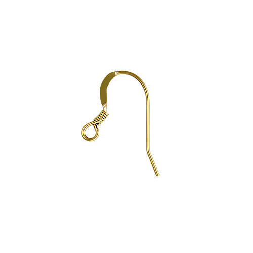 14K gold ear wire flat w/ coil hook wire w/ loop