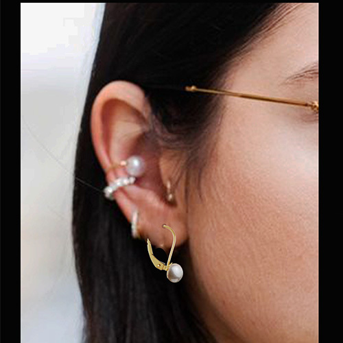 Medium pearl cup leverback 14k gold earring hook pearl setting