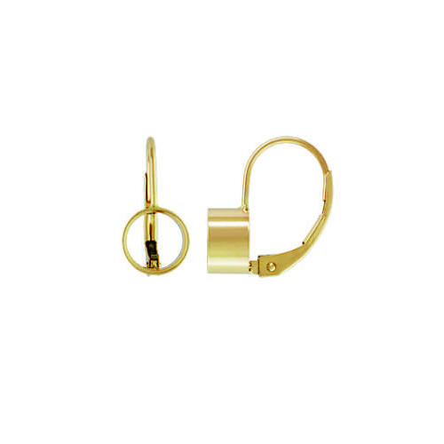 Tube bezel setting w/ leverback 14k gold earring back