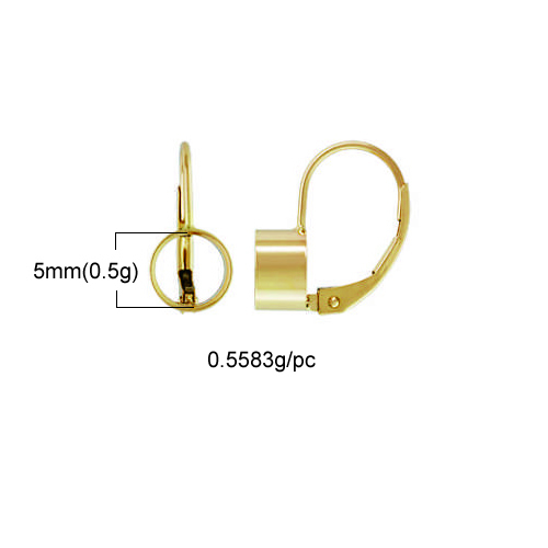 Tube bezel setting w/ leverback 14k gold earring back