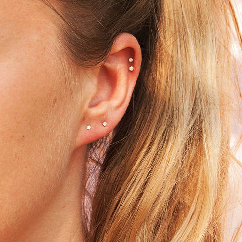 Snap in 3A Cubic Zirconia stud earring 14k gold gemstone earring