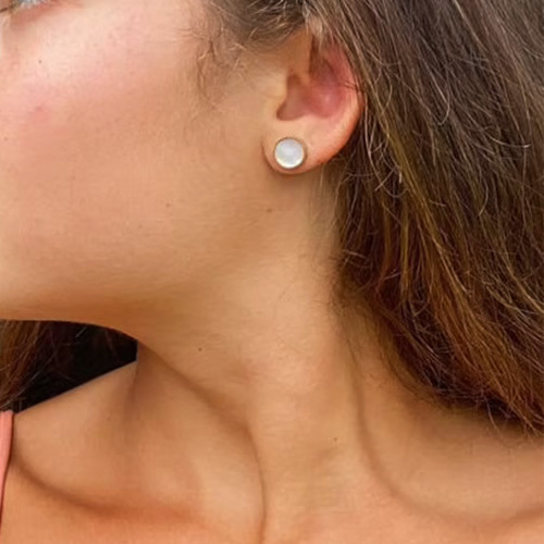 Large 7.0 mm bezel tube earrings luxury 14k gold earring component