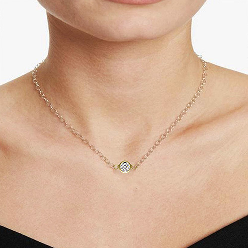 Round Blank Bezel Pendant Connector 14K Gold Chain Necklace Connector
